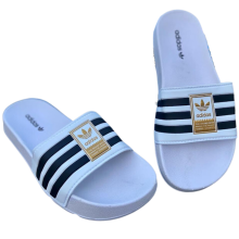 Chinelo Adidas - Branco, Logo Dourada