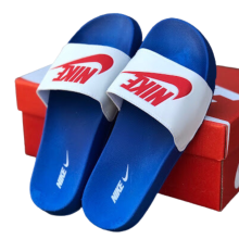 Chinelo Nike - Azul e Branco, Logo Vermelha